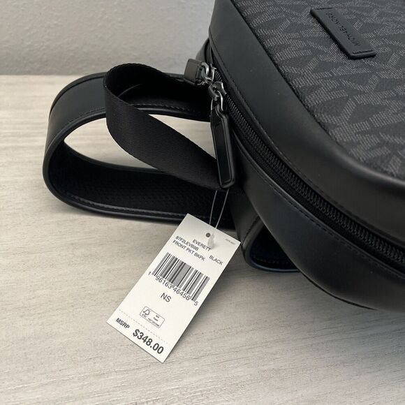 Michael Kors Signature EVERETT BLACK FRONT POCKET LARGE BACKPACK BAG UNISEX NEW - Picture 6 of 12